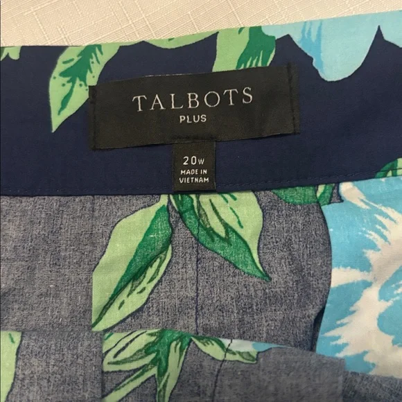 Talbots Navy Piper Pleated Midi Skirt SZ 20W Plus Size A Line full skirt floral - Picture 3 of 11